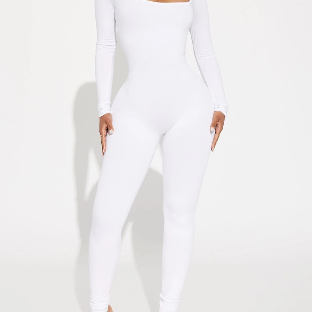 Naked Wardrobe bare and square White Long Sleeve Jumpsuit